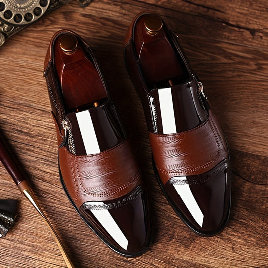 Chaussures habillées business pour homme style anglais à bout pointu avec fermeture éclair