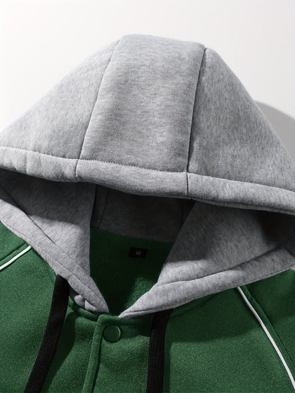 Veste bombardier décontractée à capuche pour homme avec broderies et rayures