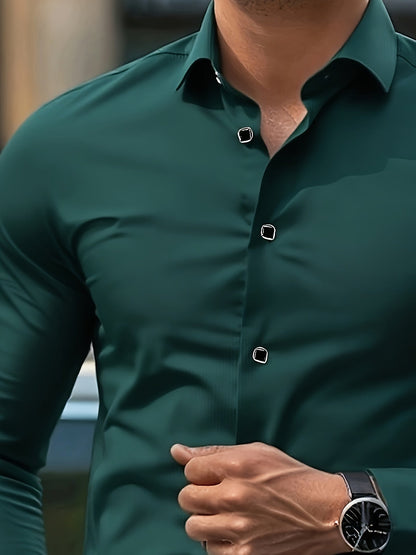 Elegant skjorte til mænd med lange ærmer - Slank pasform, business- og urbant look