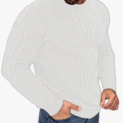 Jersey de punto trenzado para hombre estilo urbano casual – Mangas largas, elegante otoño/invierno