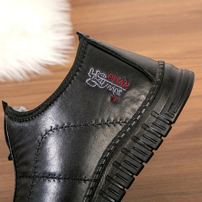 Chaussons Homme Doublés Chaussures Simples à Enfiler Hiver Noir