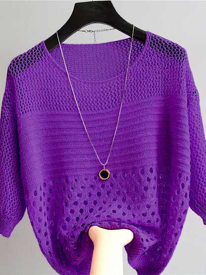 Dames top Boheemse stijl Casual met opengewerkte chique breisels