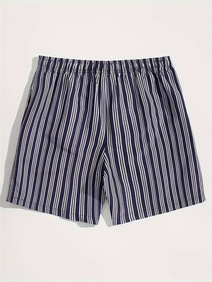 Short de bain homme à rayures style décontracté pour plage et piscine