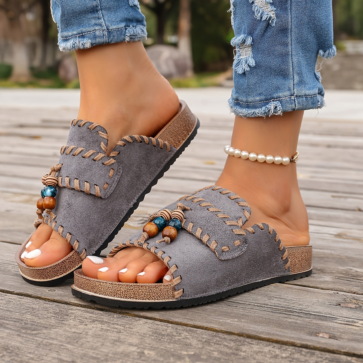 Sandales mules bohèmes pour femme style artisanal décontracté