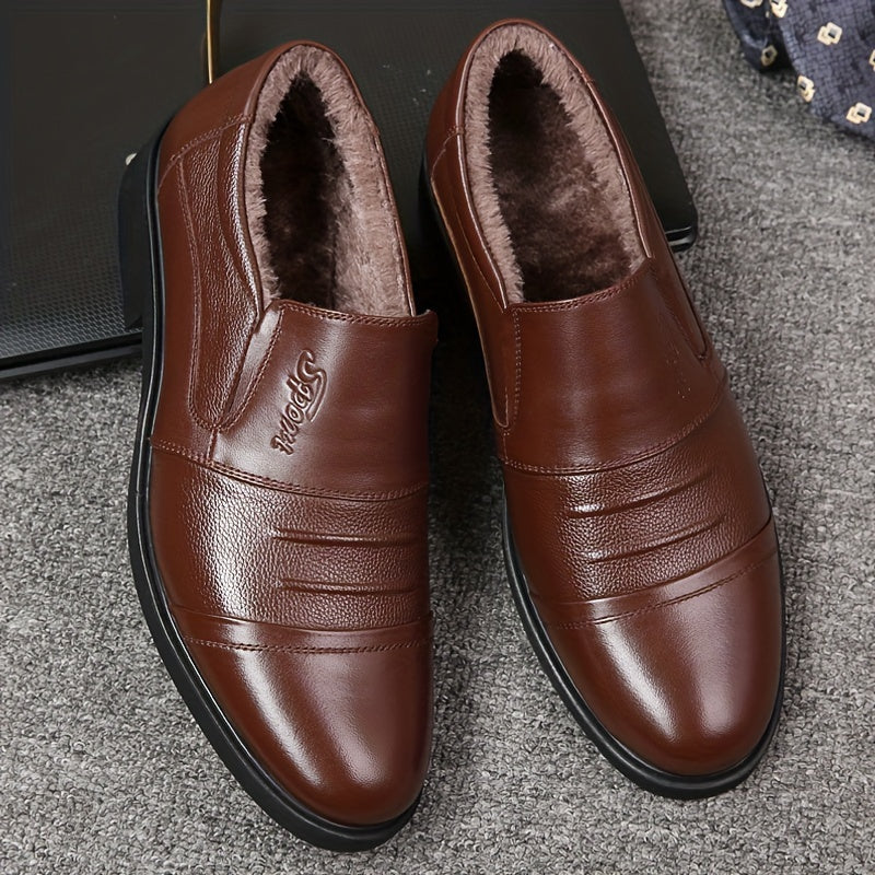 Mocassins Homme Doublés Hiver Noirs avec Semelle Noire et Détails Texturés