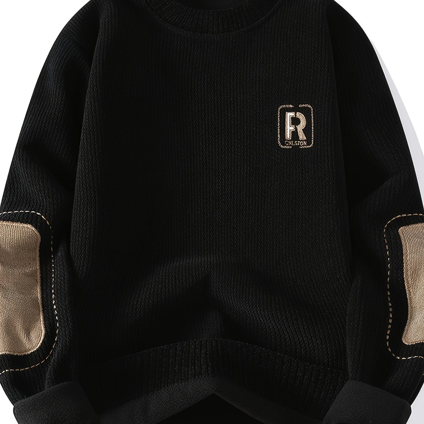 Sweat-shirt à col rond homme avec empiècements coudes côtelés
