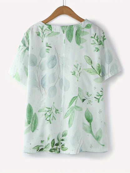 Blouse femme style vintage à fleurs imprimées avec boutons – Élégance décontractée pour l'été