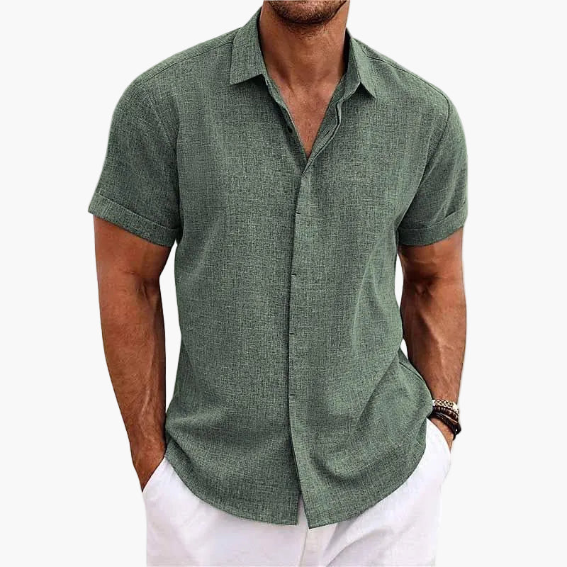 Chemise Homme Élégante Col Revers Manches Courtes Style Décontracté Été