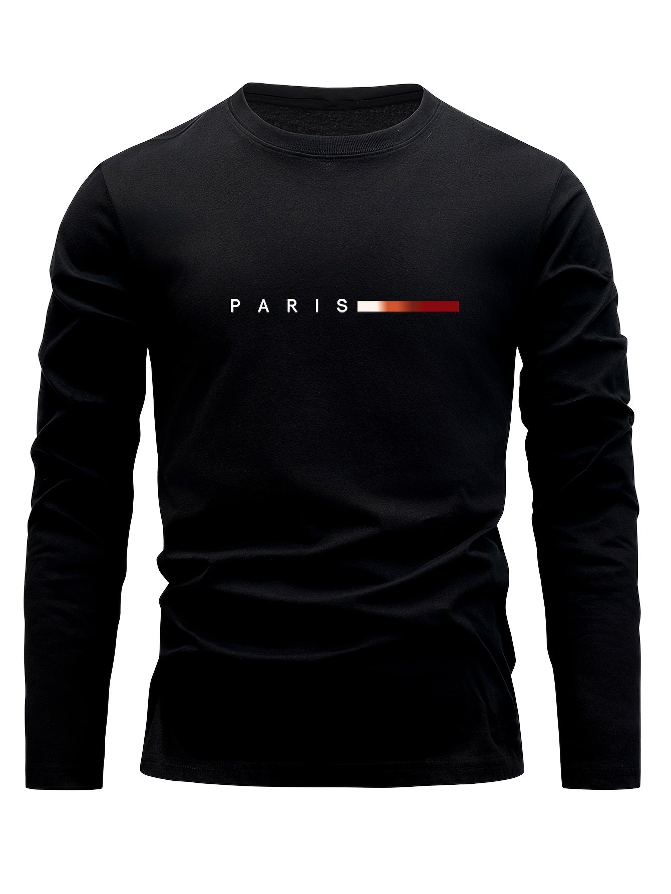 Lot de 3 T-shirts Homme Manches Longues Col Rond Motif Paris Dégradé