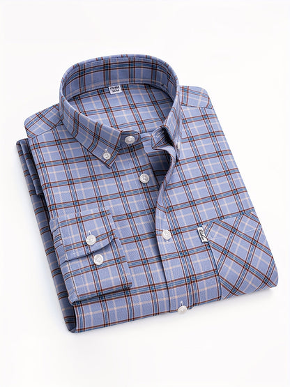 Chemise décontractée à carreaux pour homme, style week-end, manches longues, coupe régulière