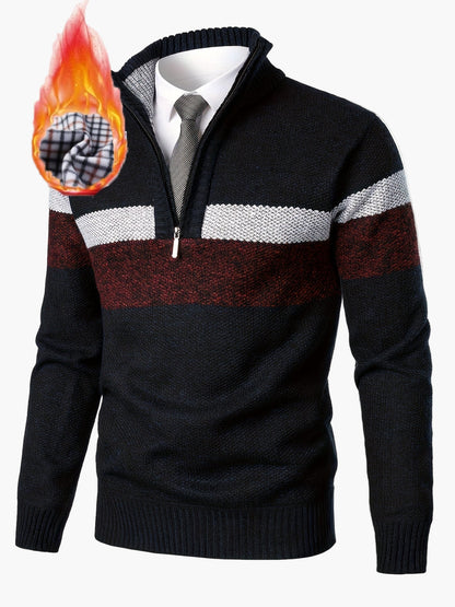 Herrepullover med lynlås og høj hals i casual business-stil, varm til efterår og vinter