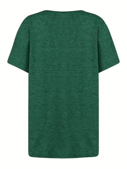 T-shirt femme col asymétrique à boutons style décontracté chic pour loisirs ou sorties