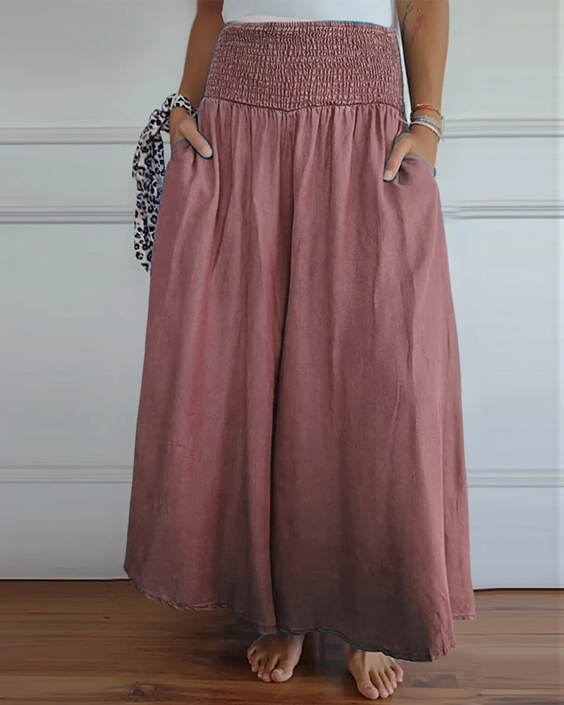 Pantaloni larghi a vita alta stile bohémien per donna, taglio fluido e comodo, ideali per tutti i giorni e il relax