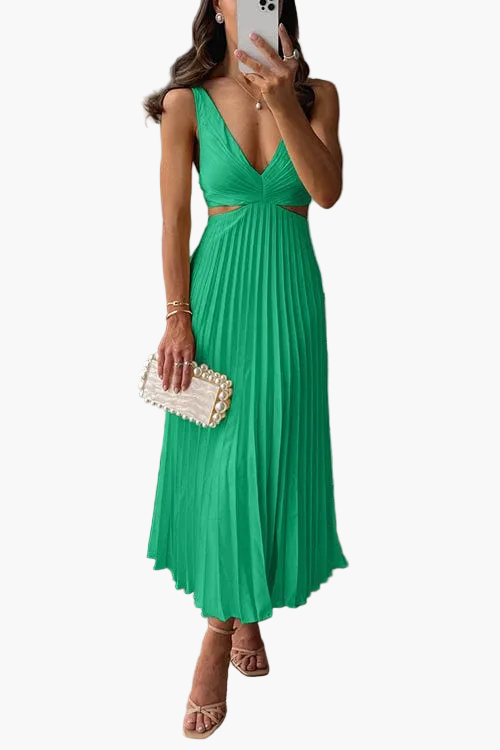 Elegante geplooide midi-jurk voor dames – Stijlvol en veelzijdig voor avond en gelegenheid