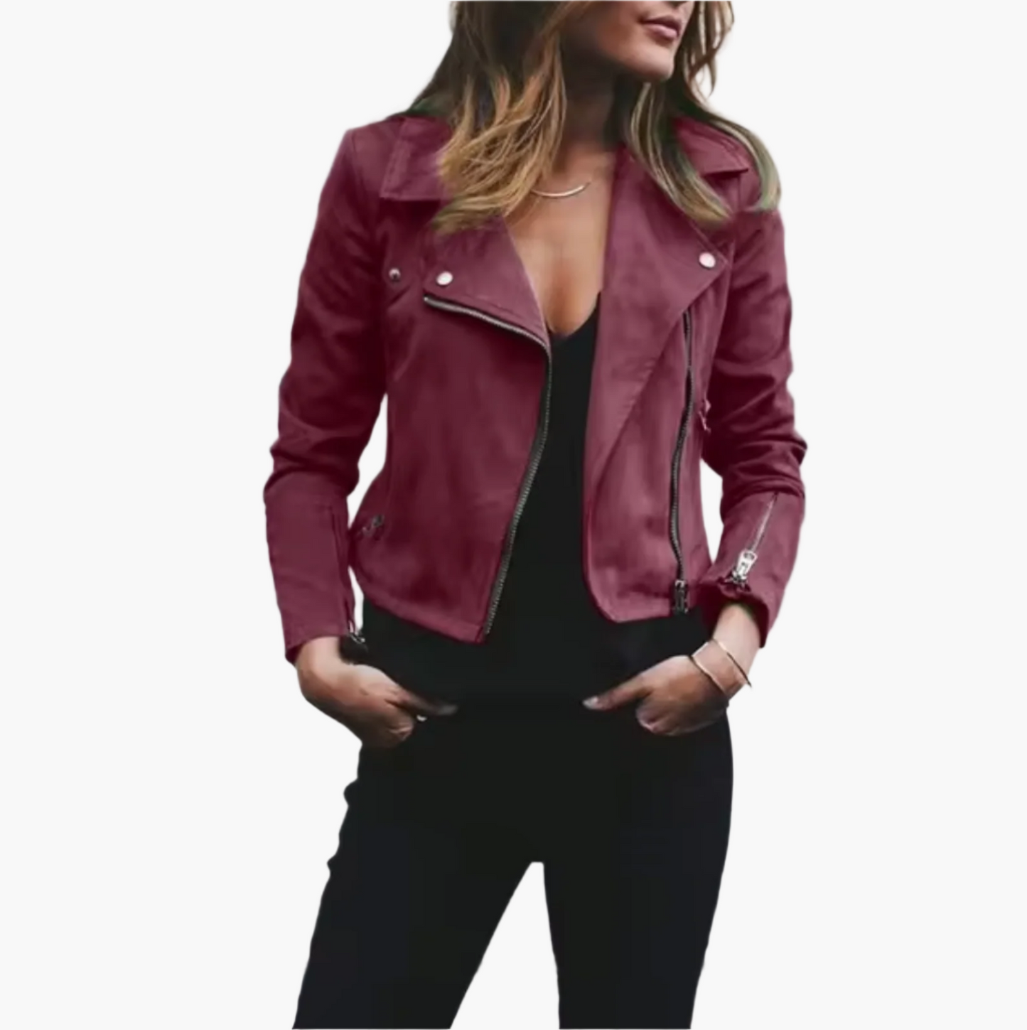 Kurtka motocyklowa damska krótki elegancki fason na miejski i modny look