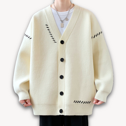 Cardigan uomo con bottoni stile casual chic, ideale per l'autunno e l'inverno