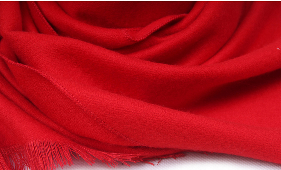 Bufanda roja lisa para hombre, suave y con flecos