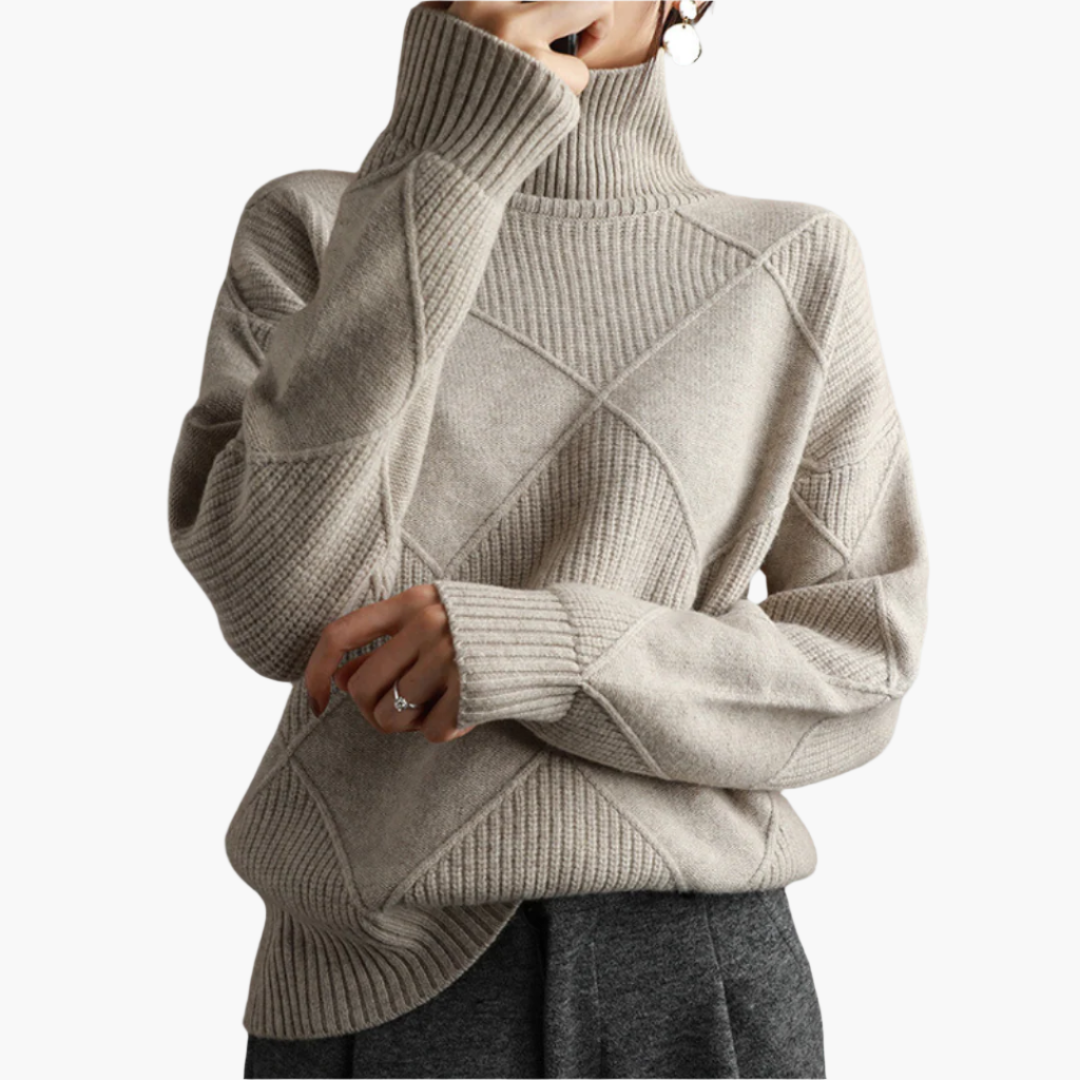 Women's Casual Style Pullover with Diamond Pattern – Soft and Comfortable Knit for Leisure and Everyday Wear