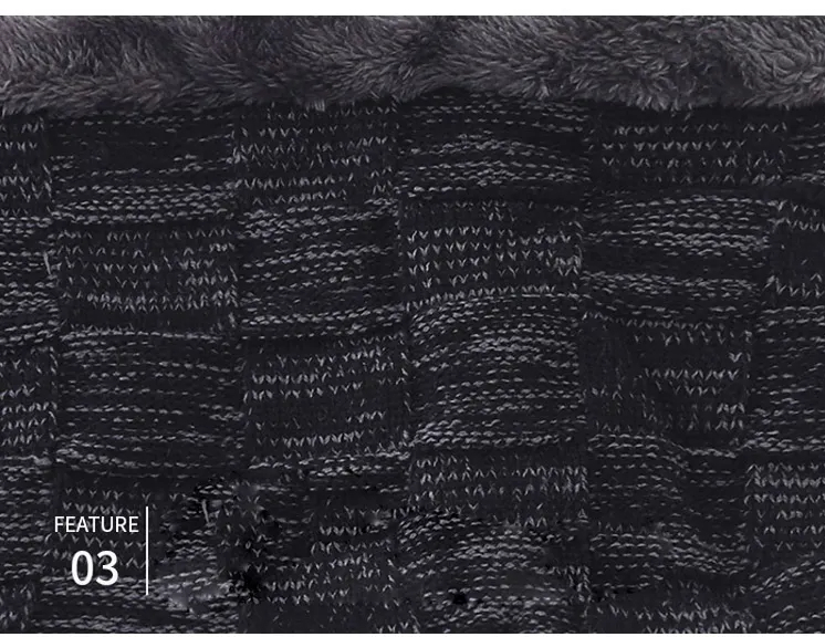 Sett med vinterlue og halsvarmer for menn, strikket og varmt fôret