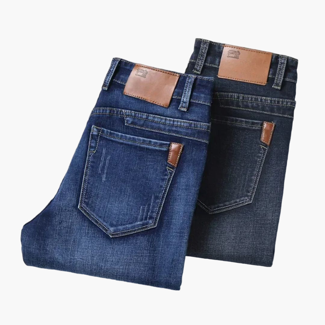 Slim fit klassieke herenjeans reissstijl comfortabel rekbaar