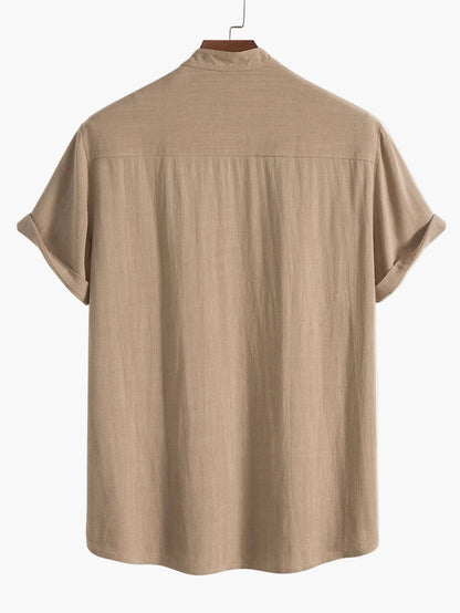 Chemise casual col mao à manches courtes pour homme – Style décontracté et élégant, idéale pour l'été et la vie quotidienne
