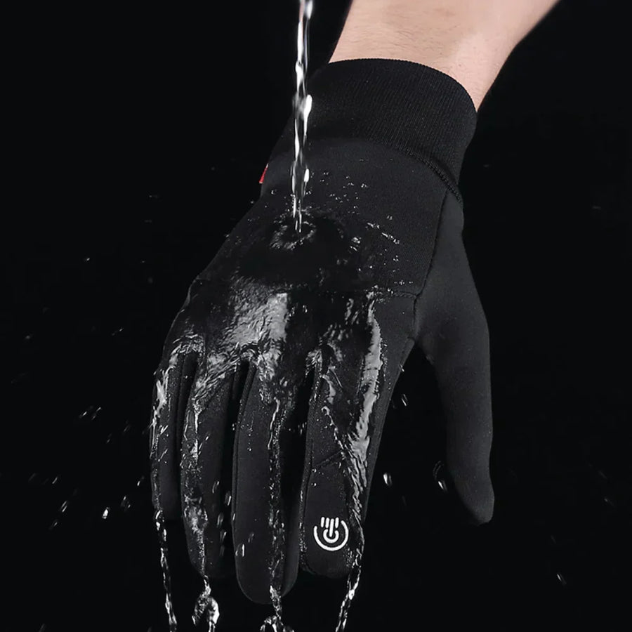 Durable solid-color touchscreen sports gloves with grip and elastic cuffs