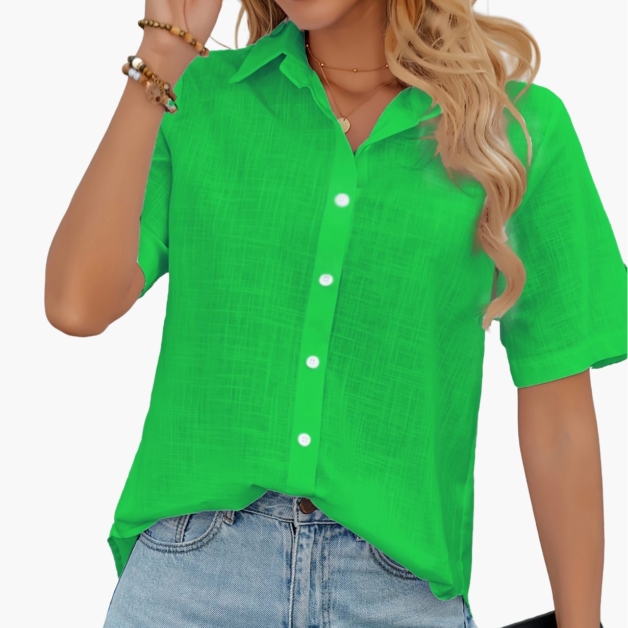 Chemise décontractée à imprimé cœur pour femme – Style estival tendance