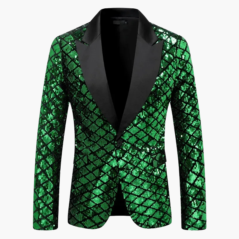 Giacca da sera uomo stile smoking, motivo geometrico brillante, ideale per feste ed eventi eleganti