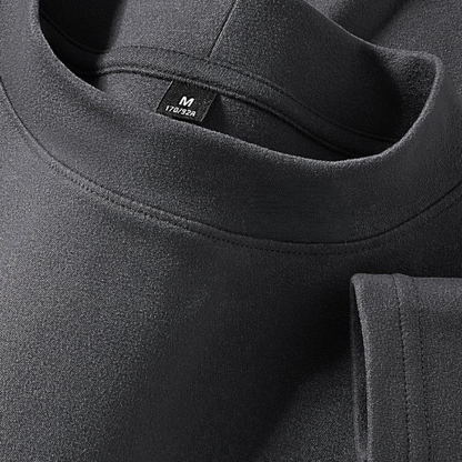 Haut à col montant doux couleur unie manches longues pour homme