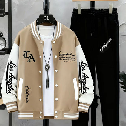 Ensemble Homme Veste Teddy Baseball et Pantalon de Jogging Sport