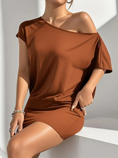 Robe mini décontractée chic à épaule dénudée pour femme - Style moderne et polyvalent