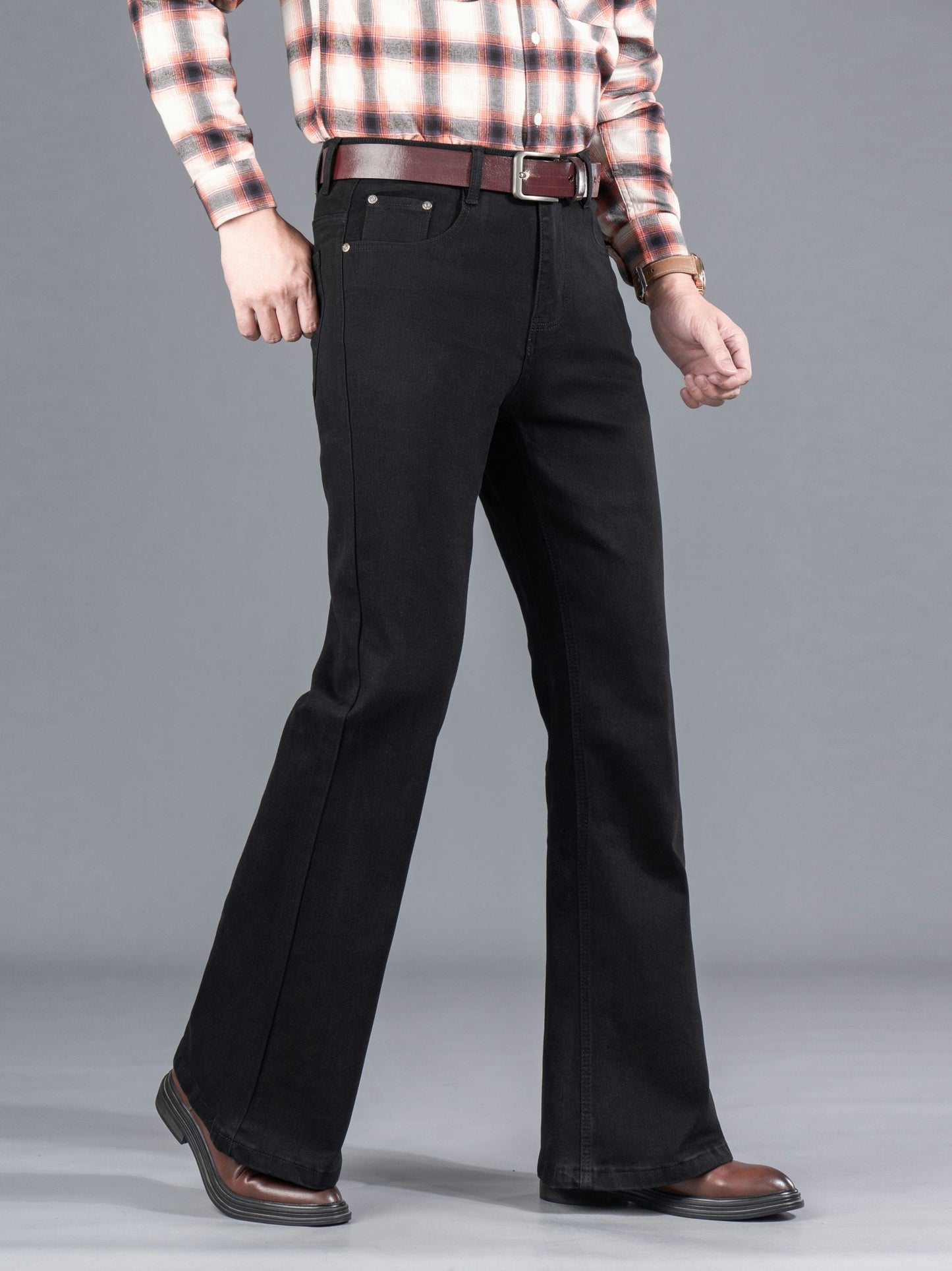 Jean Bootcut Homme Noir Coupe Évasée