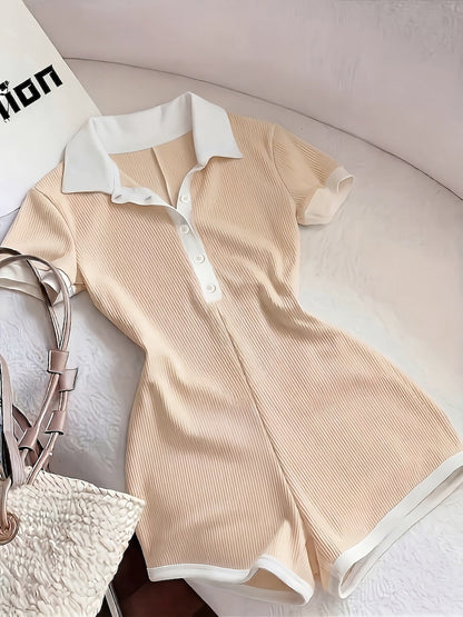 Elegante damesoverall met polokraag in casual chique stijl