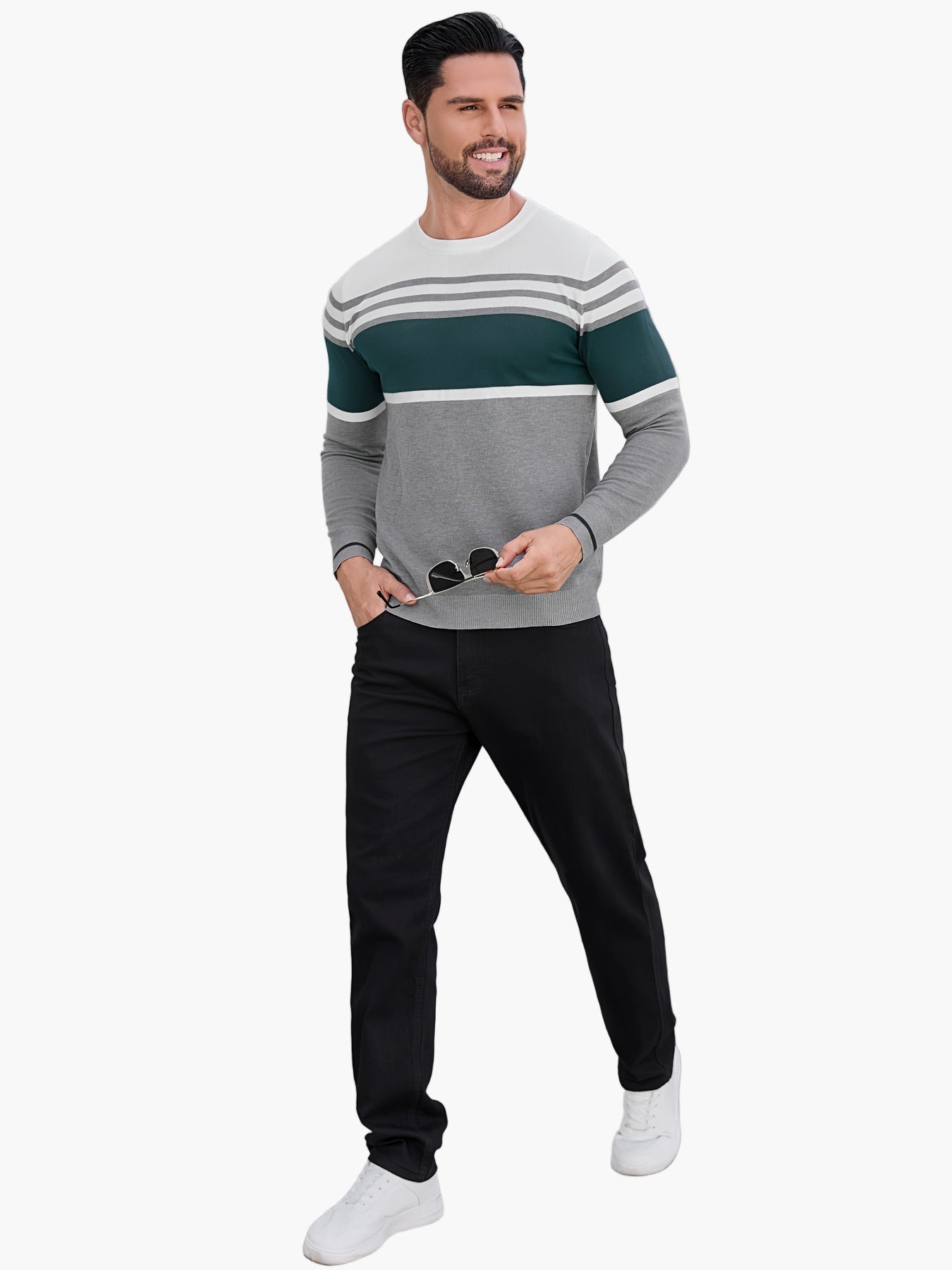 Maglione casual da uomo a righe stile moderno per uso quotidiano