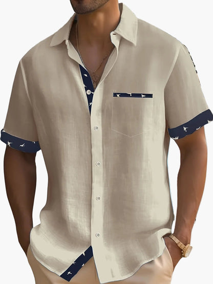 Chemise décontractée à manches courtes pour homme – Style estival élégant, idéale pour les sorties et les vacances