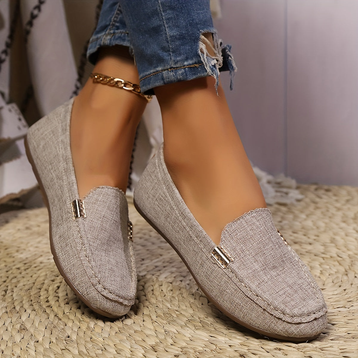 Mocasines casuales para mujer estilo penny-loafer urbano elegante
