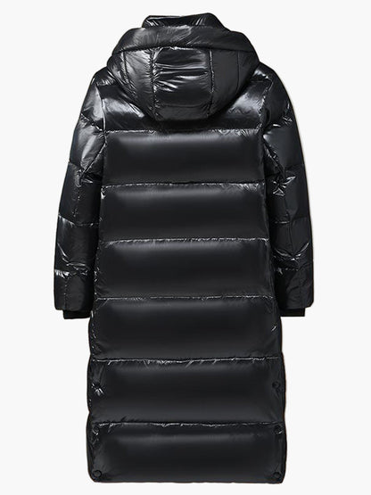 Cappotto lungo imbottito con cappuccio stile casual da uomo, ideale per l'inverno urbano