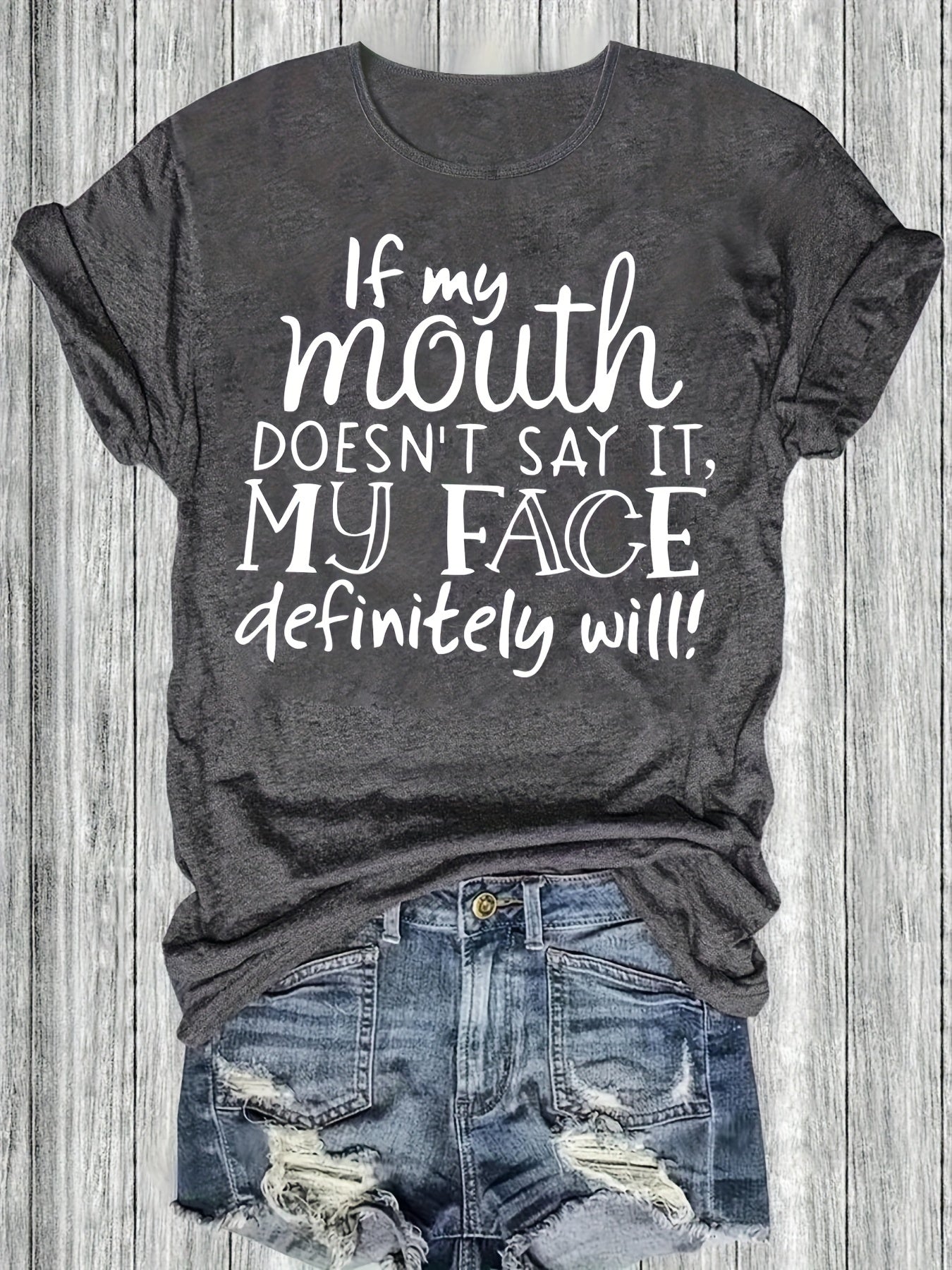 Casual dames T-shirt met humoristische tekst – Ideaal voor de zomer, trendy stijl