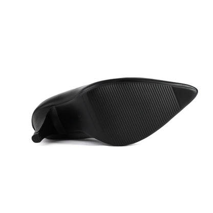 Bottes Noires Montantes Cuissardes à Talon Aiguille et Bout Pointu pour Femme