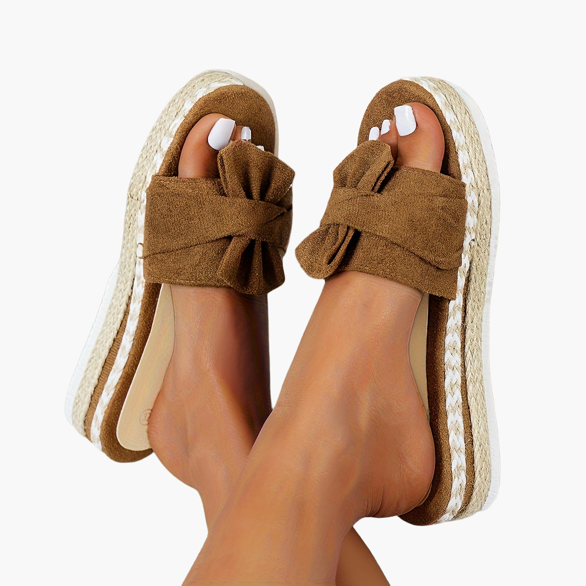 Sandales à plateforme nœud style espadrille femme confort été décontracté