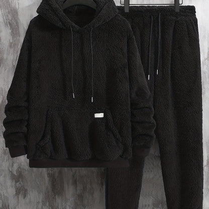 Ensemble Homme Loungewear Molleton Capuche et Pantalon Teddy Poil Long