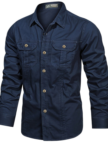 Camisa casual de manga larga para hombre estilo outdoor – Ideal para el fin de semana y el ocio