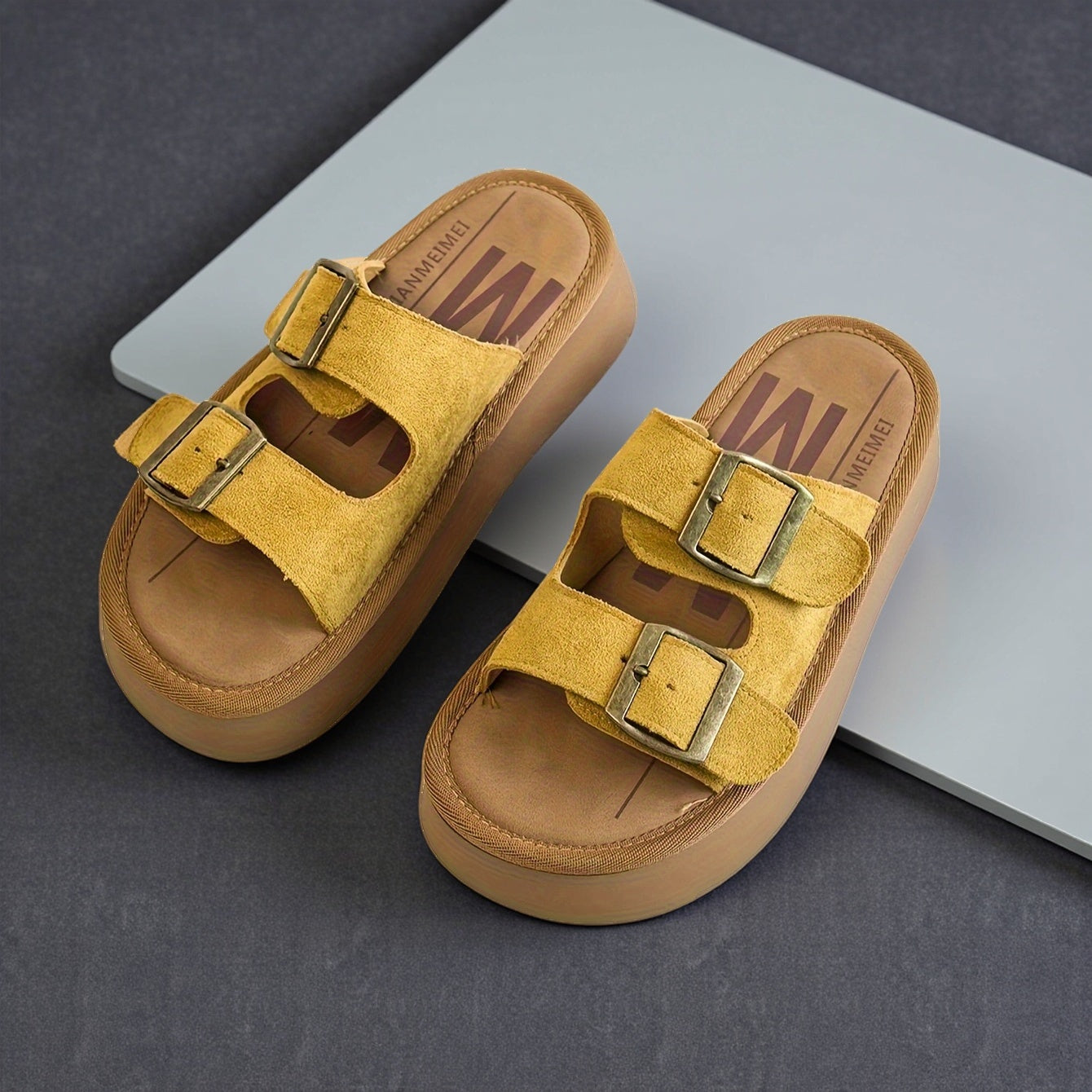 Sandali con zeppa da donna a doppio cinturino stile casual urbano
