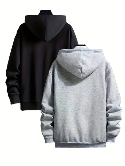 Lot de 2 Hoodies Chauds Homme avec Capuche Doublée en Polaire et Poche Kangourou