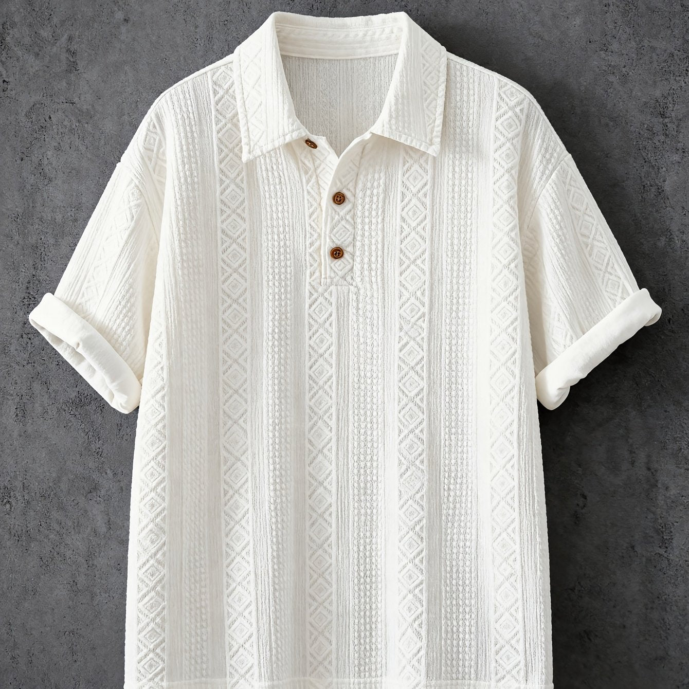 Herren-Polo mit Kurzarm, geometrischen Stickereien und eleganter Textur für einen lässig-schicken Stil  