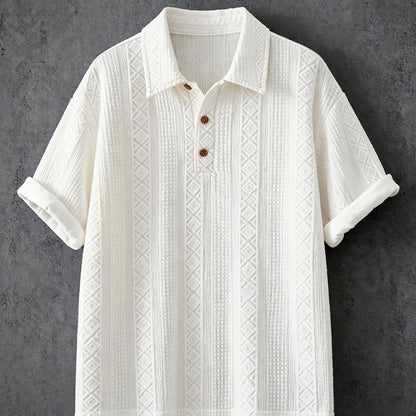 Herren-Polo mit Kurzarm, geometrischen Stickereien und eleganter Textur für einen lässig-schicken Stil  