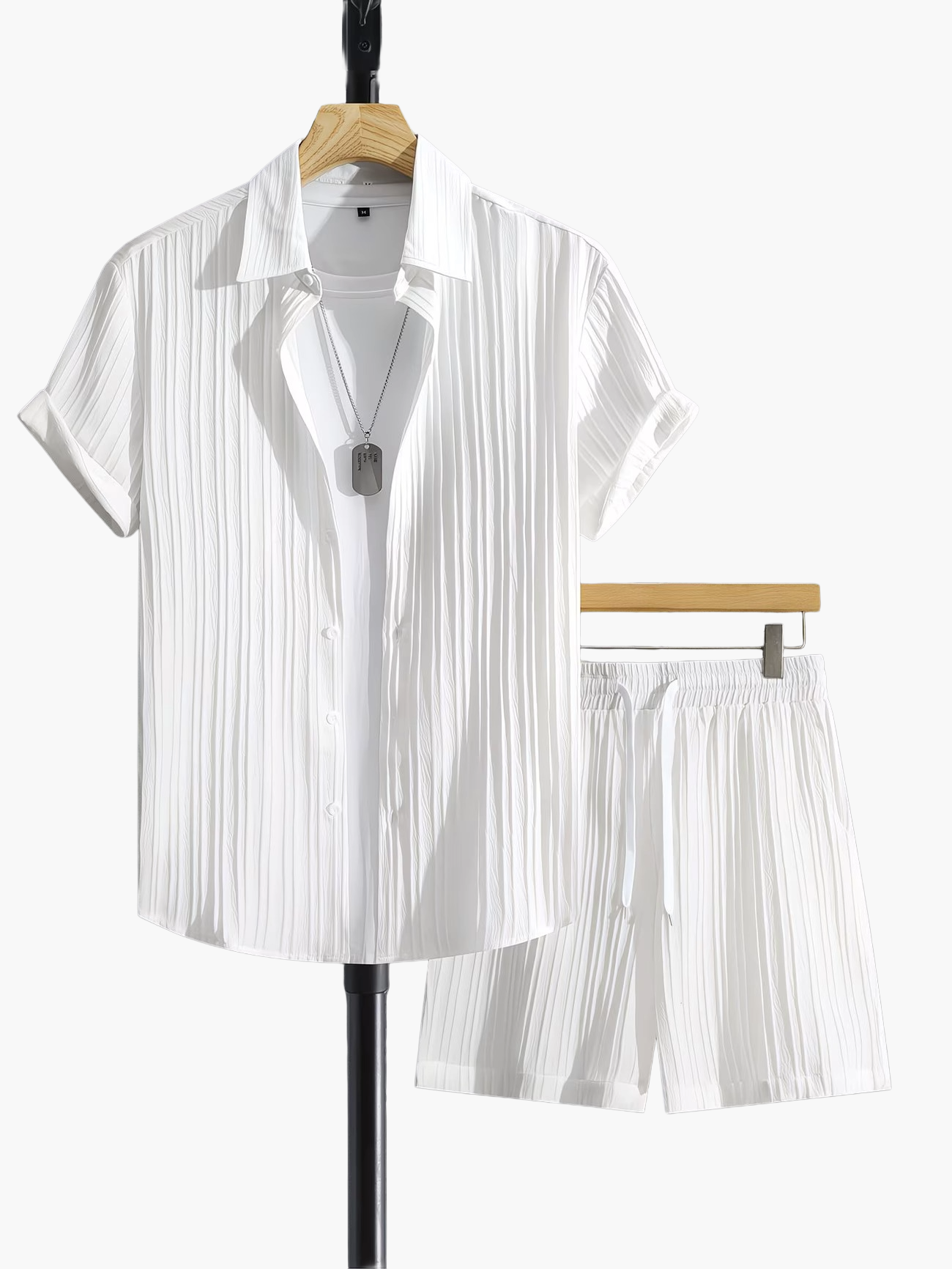 Ensemble Chemise et Short Décontracté Homme Style Plissé - Look Estival Chic et Moderne