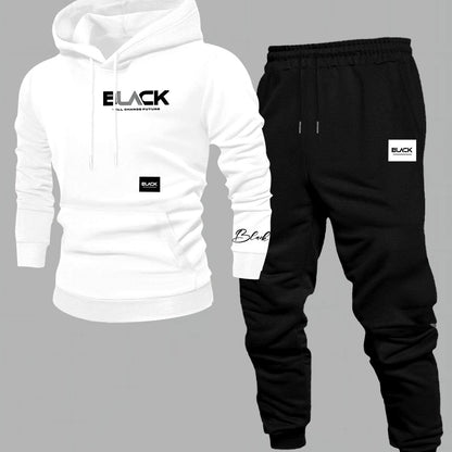 Ensemble Survêtement Homme Capuche et Pantalon Jogging Uni avec Cordon