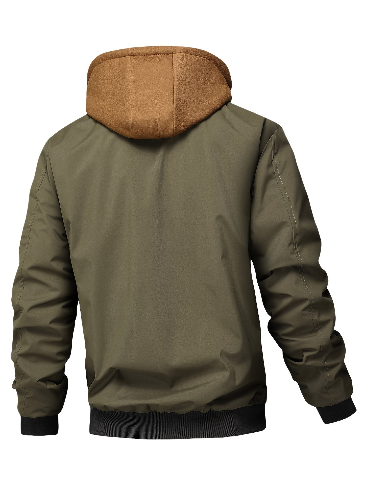 Veste homme style bombardier avec capuche et doublure matelassée amovible, beige