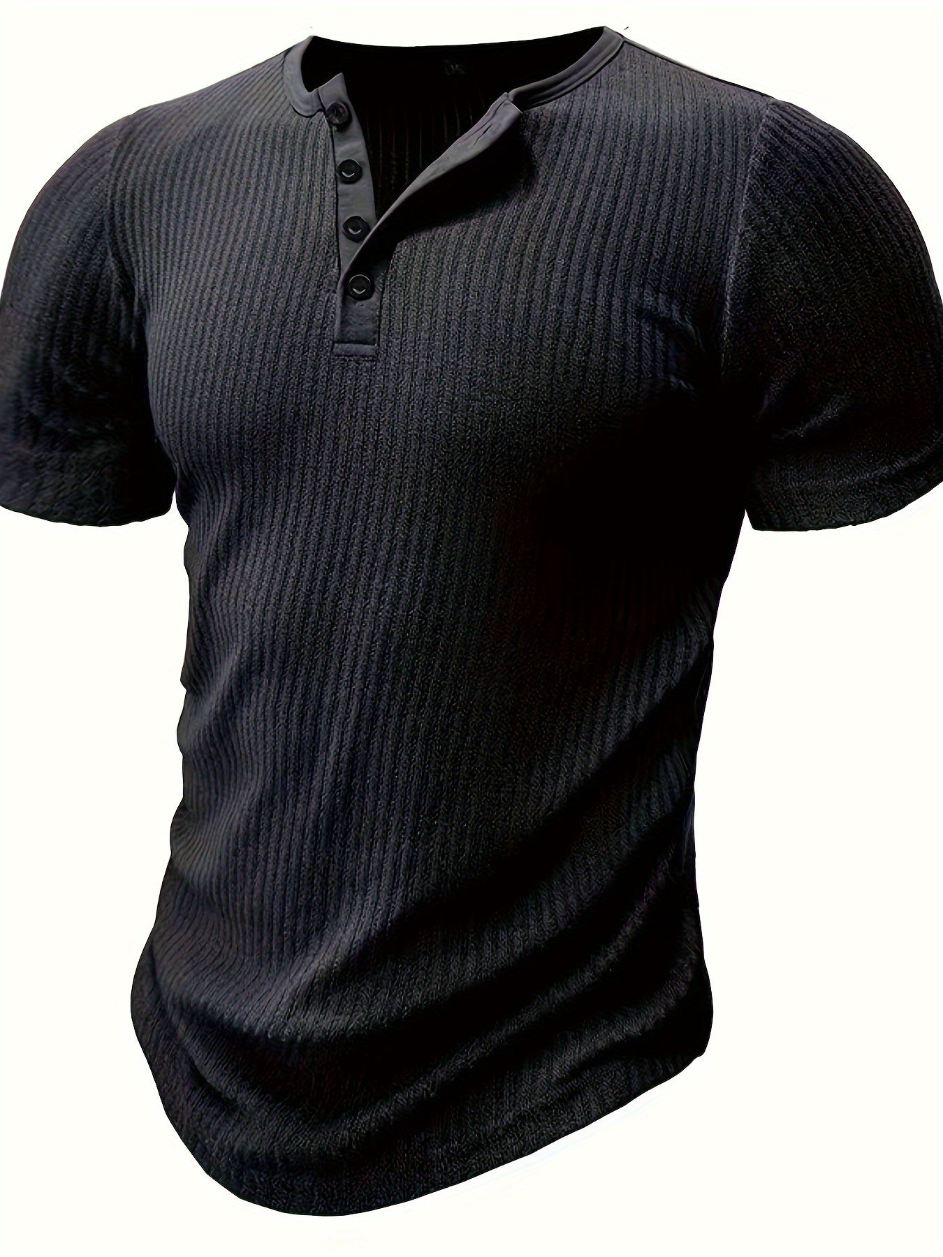 T-shirt henley à rayures décontracté pour homme – Idéal pour l'été et les loisirs